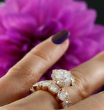 5ct Round Cut Diamond Bridal Set Engagement Ring Unique Band 14k Rose Gold Over