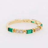 0.5ct Baguette Cut Simulated Emerald 3/4th Eternity Band 14k Yellow Gold Plated
