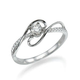 1ct Round Cut Diamond Split Shank Twist Solitaire Accent Ring 14k WhiteGold Over