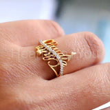 0.5ct Round Cut Moissanite Custom Couple Name Women Ring 14K Yellow Gold Plated