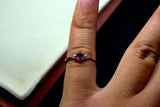 0.25ct Engagement Ring Oval Cut Pink Ruby Minimalist Trilogy 14k White Gold Over