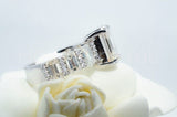 2.3ct Emerald Simulated Diamond Cocktail Engagement Ring 14k White Gold Plated