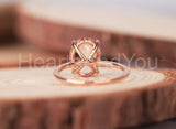 2.1ct Oval Cut Simulated Peach Morganite Hidden Halo Ring 14k Rose Gold Plated