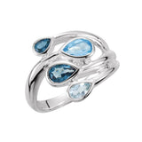 2.2ct Pear Cut London Blue Topaz Water Drop Cocktail Ring 14k White Gold Finish