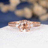 2ct Round Cut Simulated Morganite Accented Engagement Ring 14k Rose Gold Plated