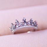 2.1ct Round Cut Diamond Engagement Ring 14k White Gold Finish Crown Fancy Design