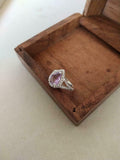 2ct Engagement Ring Pear Cut Purple Amethyst Split Shank Halo 14k WhiteGold Over