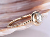 Rope Design Engagement Ring 0.5ct Round Cut VVS1D Diamond 14k Rose Gold Finish
