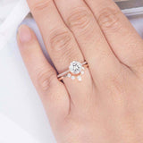 1.6ct Round Cut Diamond Engagement Ring Crown Bridal Set 14k Rose Gold Finish