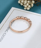 0.5ct Marquise Simulated Diamond Half Eternity Wedding Band 14k Rose Gold Plated