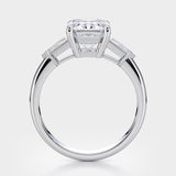 2.2ct Emerald Simulated Diamond Three Stone Engagement Ring 14k WhiteGold Plated
