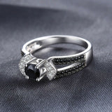 1ct Round Black Diamond Vintage Solitaire Engagement Ring 14k White Gold Finish