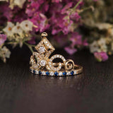 Princess Crown Women Engagement Ring 2.2ct Round Cut Diamond 14k YellowGold Over