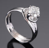 Solitaire Promise Engagement Ring 1ct Round Cut Diamond 14k White Gold Finish