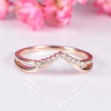 1ct Round Cut Diamond Curved Spilt Band Engagement Ring 14k Rose Gold Finish