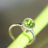 2ct Oval Green Peridot Engagement Ring Diamond Halo Solitaire 14k WhiteGold Over
