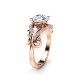 2ct Round Cut Diamond Engagement Ring 14k Rose Gold Finish Stylish Hollow Design