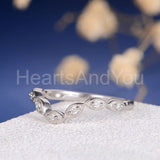 0.45ct Round Cut Moissanite Curved Women Wedding Band 14k White Gold Plated