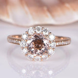 1ct Round Cut Peach Morganite Floral Design Engagement Ring 14k Rose Gold Finish