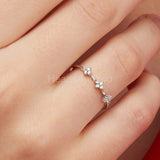 0.2ct Round Cut Moissanite Floral Minimalist Wedding Band 14k White Gold Plated