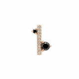 0.5ct Round Black Diamond Vertical Bar Minimal Stud Earrings 14k RoseGold Finish