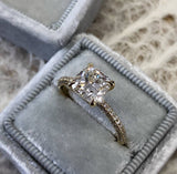 1.5ct Cushion Cut Diamond Accents Solitaire Engagement Ring 14k Yellow Gold Over