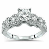 4.5ct Round Cut DVVS1 Diamond Halo Accent Engagement Ring 14K White Gold Finish