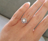 2Ct Round Cut Diamond Antique Halo Art Deco Engagement Ring 14K White Gold Over