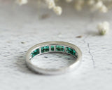 2Ct Princess Cut Green Emerald Channel Set Engagement Ring 14K White Gold Finish
