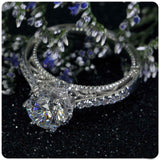 4Ct Round Cut Diamond Exquisite Vintage Solitaire Queen Ring 14K White Gold Over