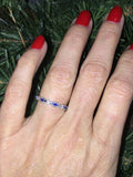 0.3ct Round Cut Blue Sapphire Wedding Band Ring Anniversary 14k WhiteGold Finish