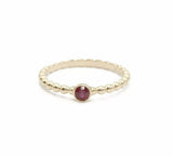 0.5ct Engagement Ring Round Cut Pink Ruby Beaded Solitaire 14k YellowGold Finish