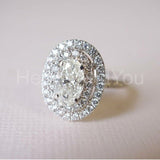 2.3ct Oval Cut Simulated Diamond Dual Halo Engagement Ring 14k White Gold Plated