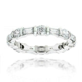 2.5ct Baguette Round Cut Diamond Thin Eternity Wedding Band 14K White Gold Over