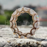 2.5ct Asscher Simulated Diamond Cocktail Eternity Wed Band 14k YellowGold Plated