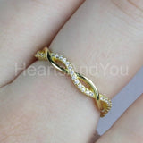0.2ct Round Cut Moissanite Twisted Infinity Wedding Band 14k Rose Gold Plated