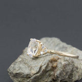 1ct Engagement Ring Oval Cut Diamond Petite Round Accents 14k Yellow Gold Finish