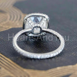 2.3ct Cushion Cut Simulated Diamond Halo Engagement Ring 14K White Gold Plated