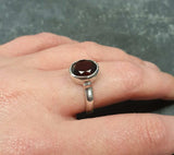 2ct Engagement Ring Oval Cut Red Garnet Bezel Set Solitaire 14k WhiteGold Finish