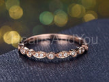 0.5ct Round Cut Moissanite Half Eternity Milgrain Band 14k Rose Gold Plated