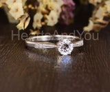 0.5ct Round Cut Moissanite Solitaire with Accents Ring 14k White Gold Plated
