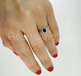 0.2ct Pear Cut Simulated Blue Sapphire Minimalist Halo Ring 14k WhiteGold Plated