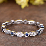 0.3ct Round Cut Simulated Sapphire Eternity Wedding Band 14k White Gold Plated