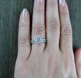 1.6ct Round Cut Diamond Engagement Ring 14k White Gold Finish Halo Bridal Set