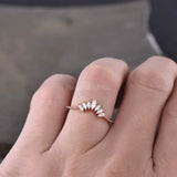0.5ct Marquise Cut Simulated Diamond Curved Engagement Ring 14K Rose Gold Plated