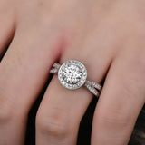 2.4ct Round Cut VVS1D Diamond Split Shank Engagement Ring 14k White Gold Finish