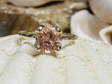 2ct Round Cut Simulated Peach Morganite Solitaire Ring 14k White Gold Plated