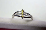 0.16ct Engagement Ring Round Cut Yellow Sapphire Split Band 14k WhiteGold Finish