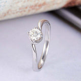 1ct Round Cut Diamond Engagement Ring Twist Swirl Solitaire 14k White Gold Over