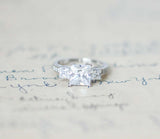 2ct Princess Cut Diamond Accents Trilogy Engagement Ring 14k White Gold Finish